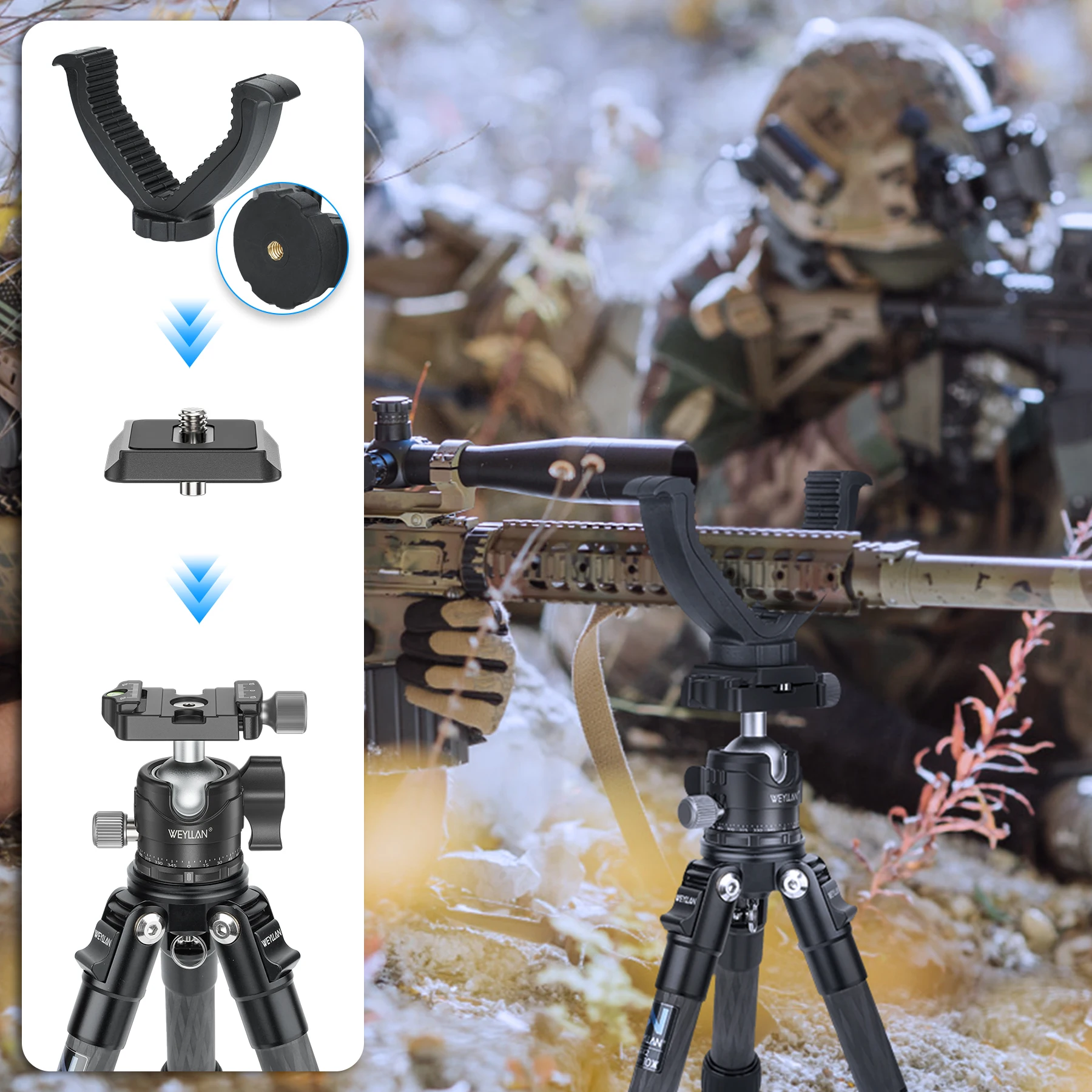 GX2 Carbon Fiber Tripod Compact Lightweight Portable Tabletop Tripods 360° Ball