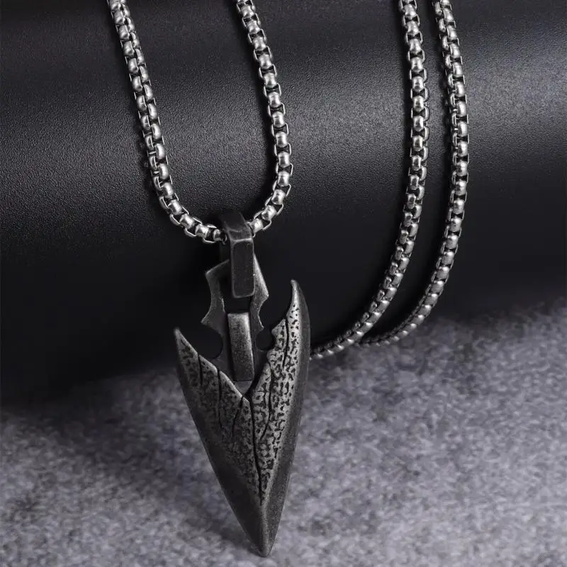 Celtic Weapon Spear Pendant Necklace Men\\\\'s Punk Retro Nordic Mythology Hip Hop Trend Jewelry