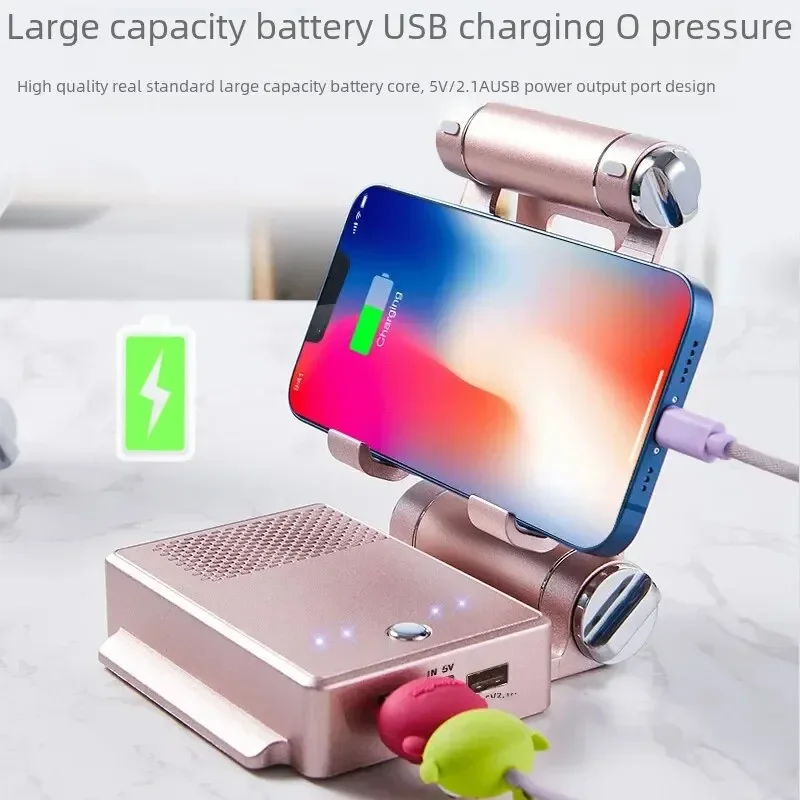 

Desktop Mobile Phone Holder Charger Bluetooth Speaker Three-in-one Soundbox Portable Power Bank Stand Logo Customizable