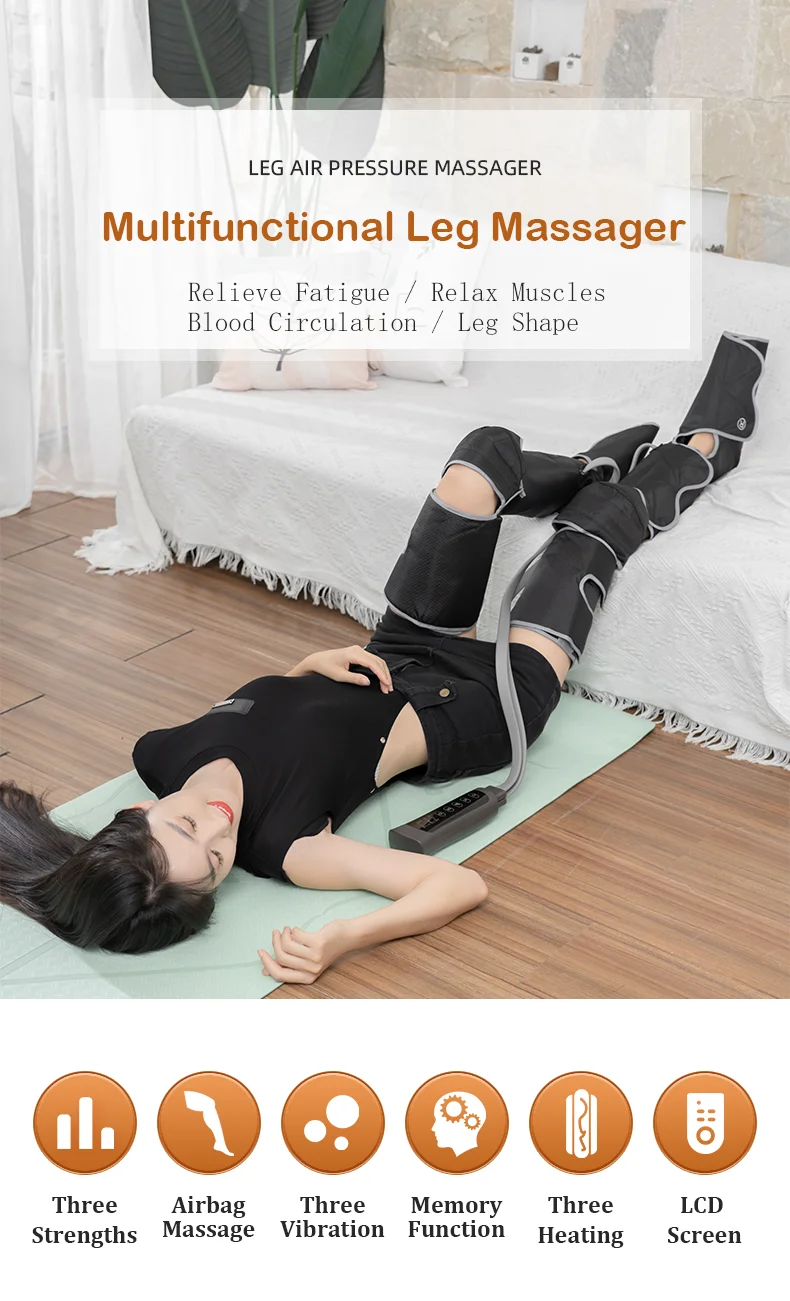 Massaggiatore per gambe e piedi FODRK360° con pressione dell'aria, favorisce la circolazione sanguigna, massaggiatore per il corpo, rilassamento muscolare e linfatico_voghion.com