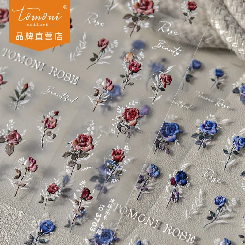 

[Meow.Sensei] Relief Nail Stickers Popular Retro Nail Sticker Japanese Rose Bouquet 3703