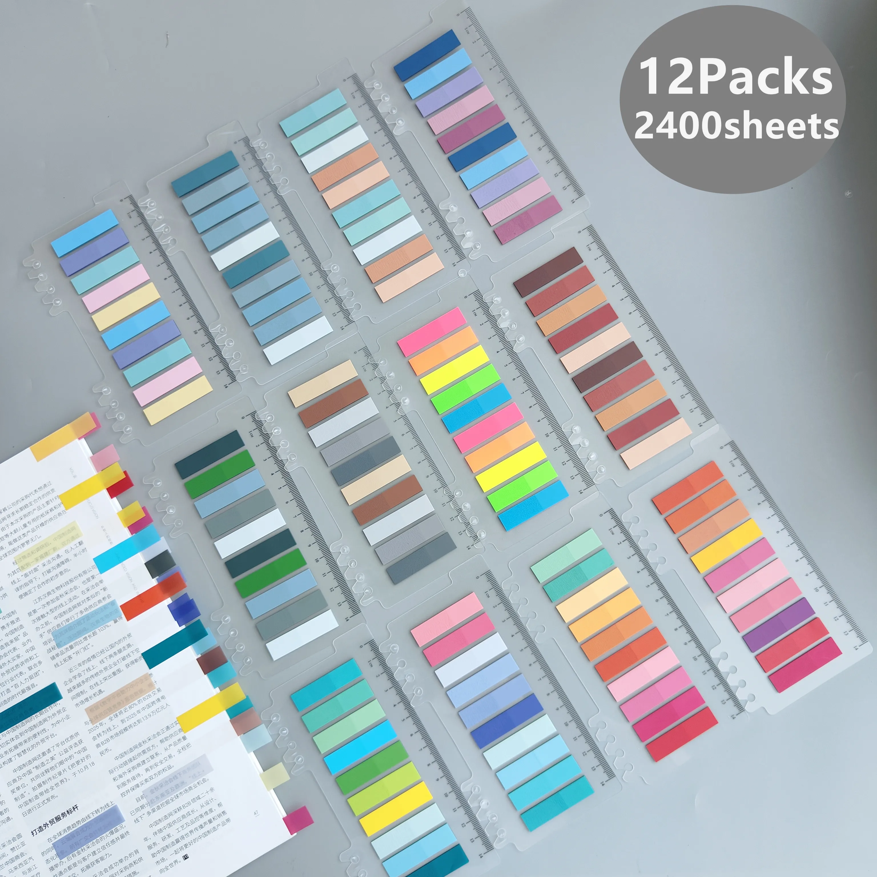 2400 Sheets Transparent Sticky Notes Self -Adhesive Book Marker Stickers Annotation Tabs Paper Stationery School Office Supplies 200 sheets paper index tabs sticky notes self adhesive memo pad bookmark for books colorful stationery sticker school supplies