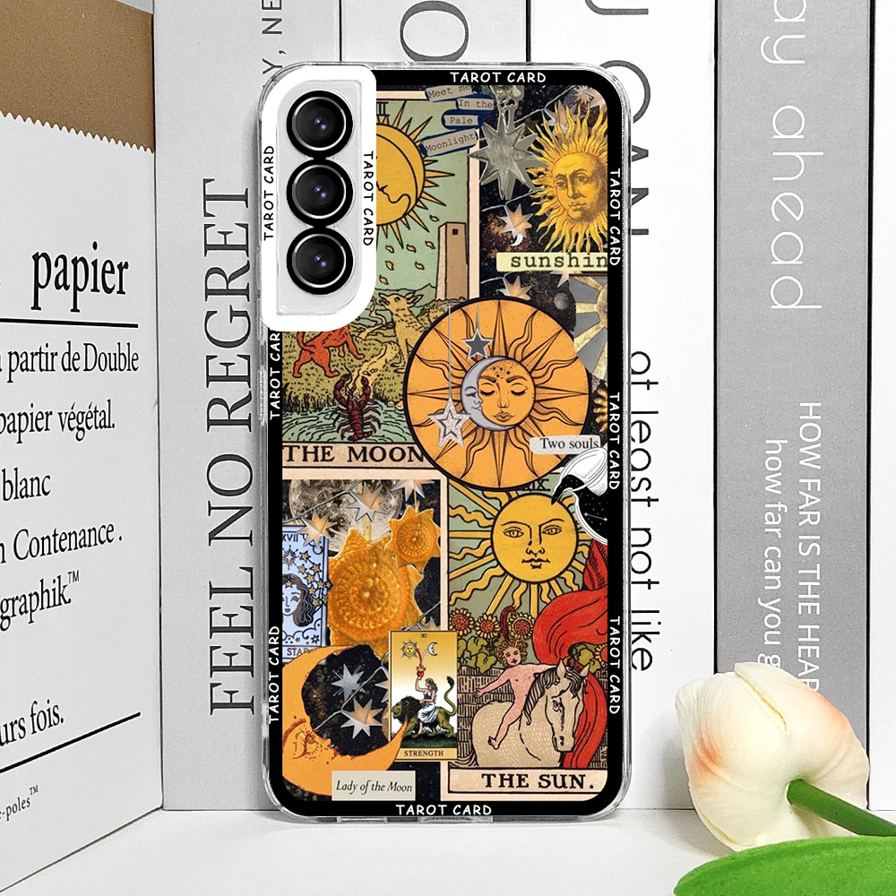 Mystical Witch Tarot Card Collage Clear Soft Phone Case