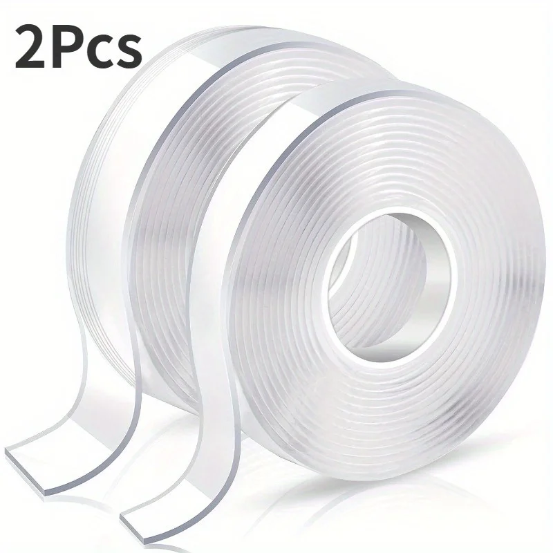 Versatile Transparent Double-Sided Adhesive Tape for Multi-Surface Use (2-Pack)