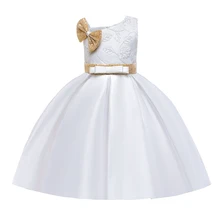 

2022 Little Bridesmaid Dresses One Shoulder Princess Dress Midi Ball Gown Birthday Vestidos Lush Costumes for Girls 10 Years
