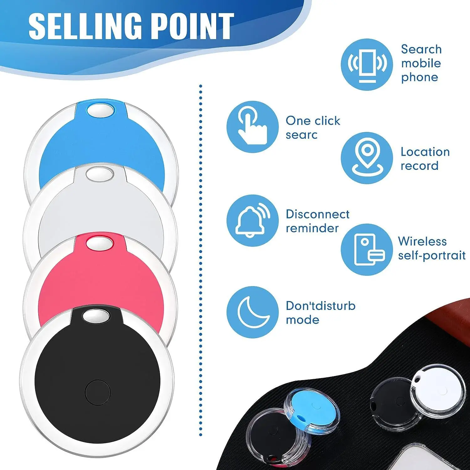 Round smart anti-loss device Keychain tracker Locator Bag Finder Bluetooth pet tracker