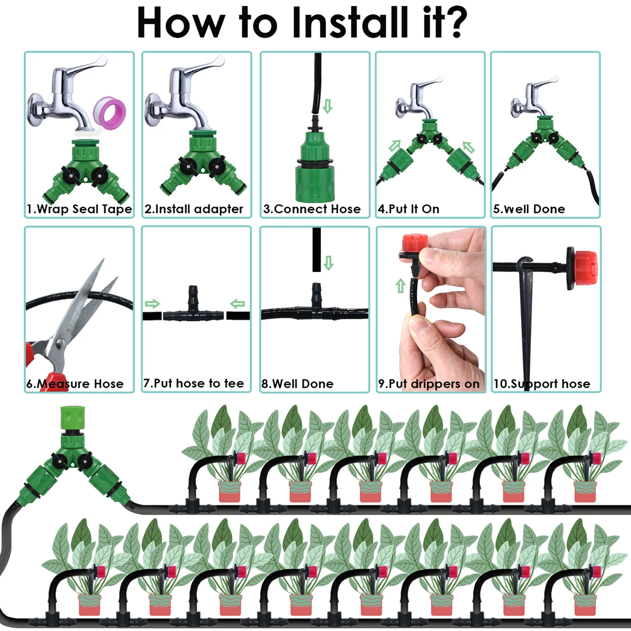 KESLA 30-1000x 4/7mm Garden Irrigation Nozzle 1/4 Adjustable Dripper Sprinkler Micro Drip Balcony Yard Watering Spray Greenhouse 6
