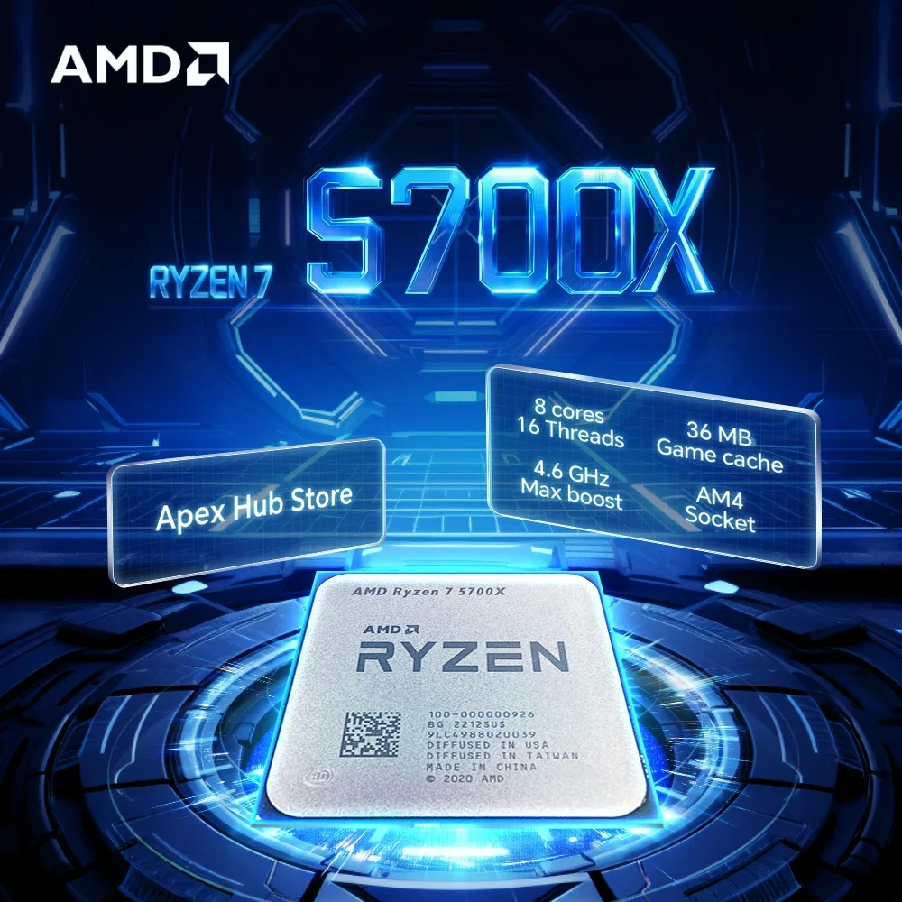 NEW AMD Ryzen 7 5700X 8-Core 16-Thread AM4 Applicable to B550 3.4