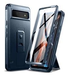Heavy Duty Shockproof Protective Case with Built - in Screen Protector & Bracket - Pc + tpu (Navy Blue)