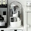 Makeup Brush Holder Organizer 360° Rotating Cosmetic Organizer with Lid Desktop Makeup Organizer Lipstick Eyebrow Pencil Holder 3