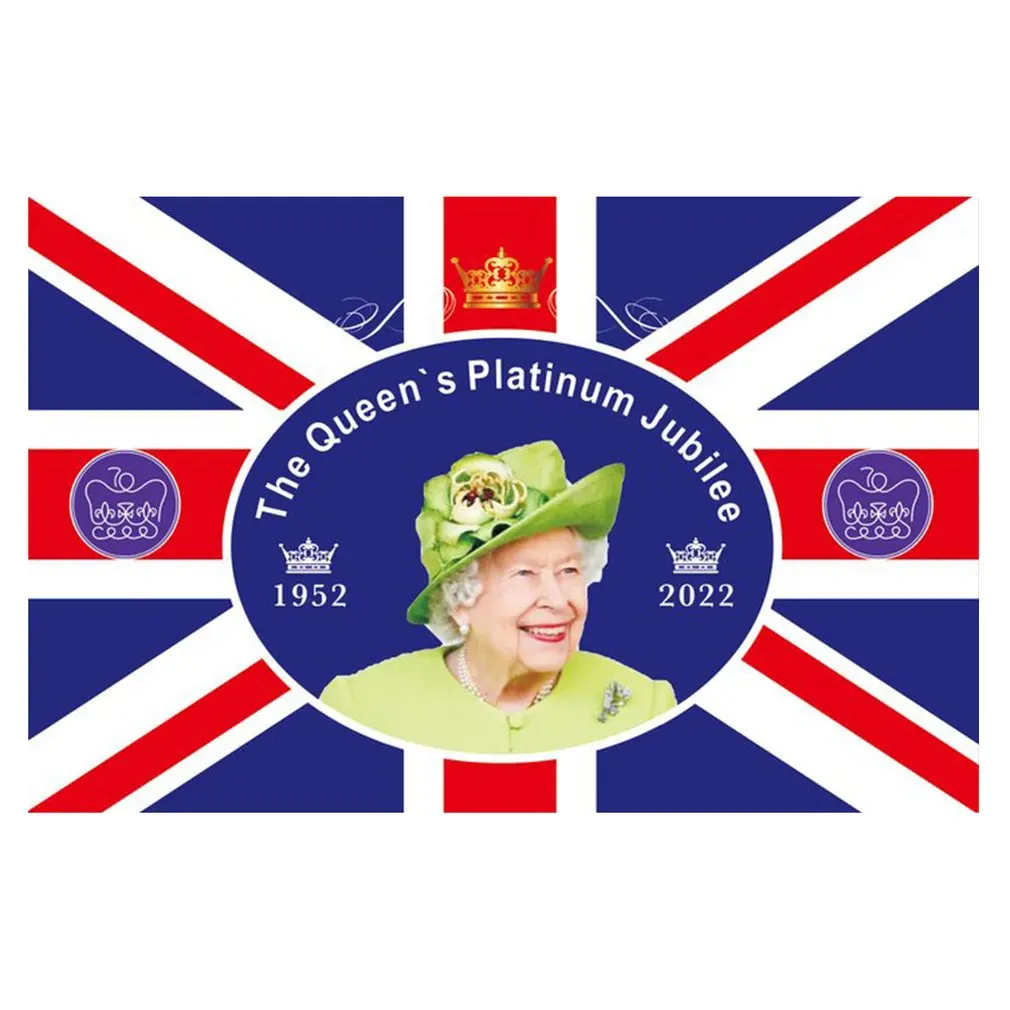 Bandiera Britannica Regno Unito Regina Elizabeth Ii Platino Jubilee 70Th Anniversary 3X5 Ft Uk Royal Celebration Banner 90X150Cm