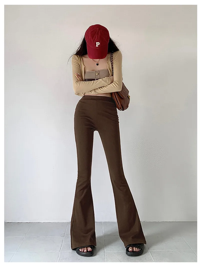 

TVVOVVIN 2023 весенние женские брюки в стиле High Street Spice Girl Повседневные Однотонные эластичные модные прямые брюки C1V2