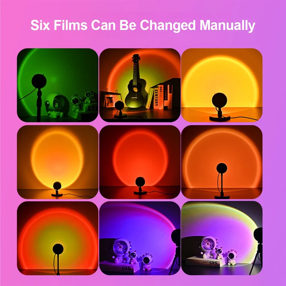 Description Picture 3 of itemUSB Sunset Rainbow Lamp Projector Atmosphere Led Desk Lamp Photographic for Shop Background Wall Decoration Lighting