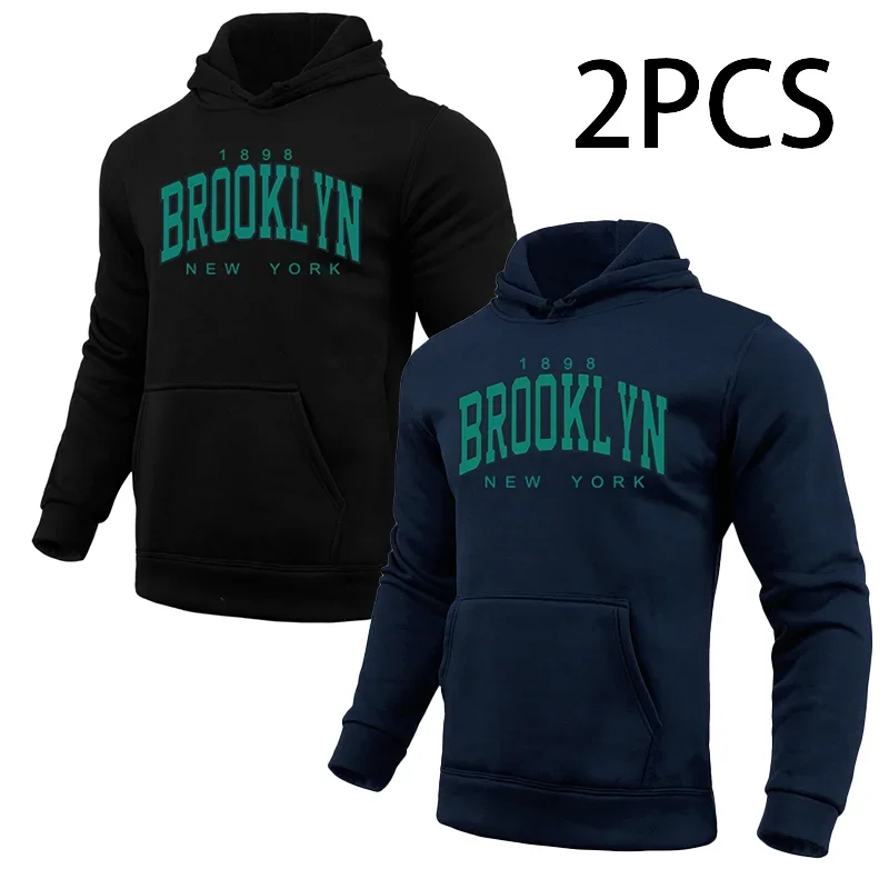 Men's Brooklyn Print Hoodie for Fall Winter Casual Sport