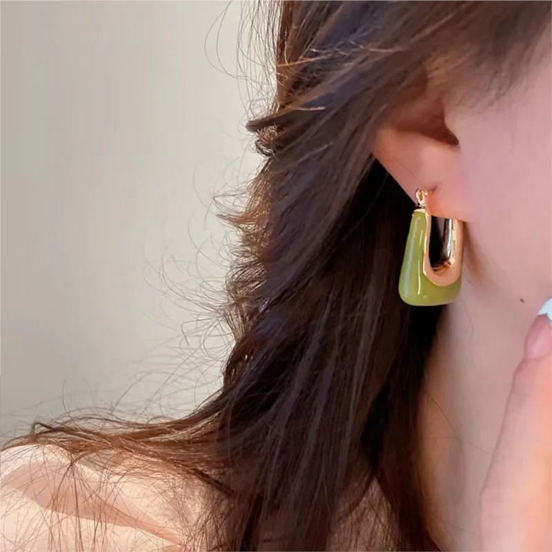 Simple Vintage Hollow Out U Shape Hoop Earrings for Women Geometric Unique Design Earring Party Jewelry Gifts