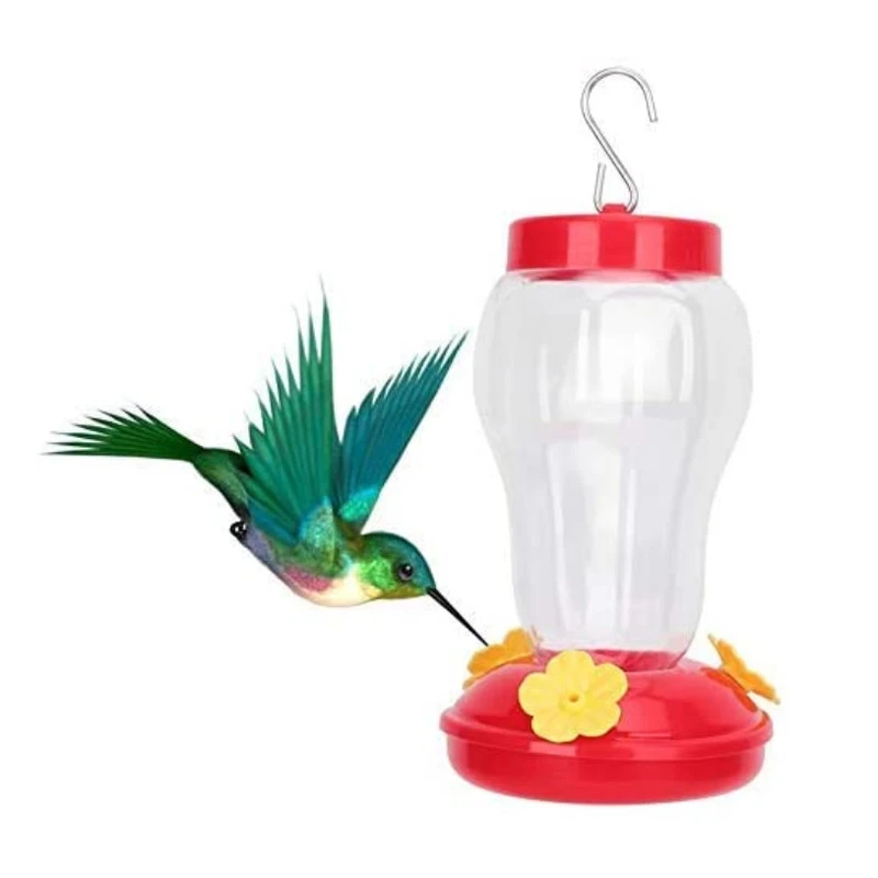 Outdoor Plastic Flower Iron Hook Bird Feeder Plastic Bird Water Feeder Bottle Hanging Hummingbird Garden