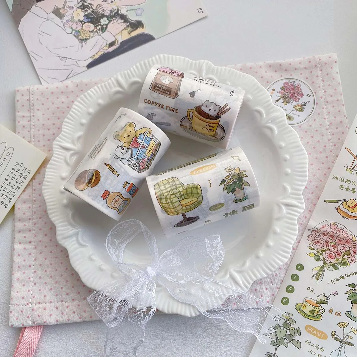 Korean Style Washi Tape Salty Minimalist Scrapbook Stickers DIY Craft Decor Supplies Aesthetic Sticker Tapes 3