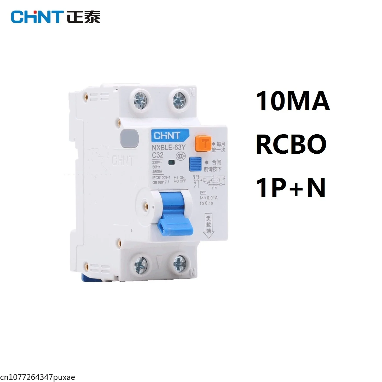 CHINT NXBLE-63Y 6A 10A 16A 32A 63A 10MA 0.01A RCBO 1P+N 230V Residual current Circuit breaker over current Leakage protection