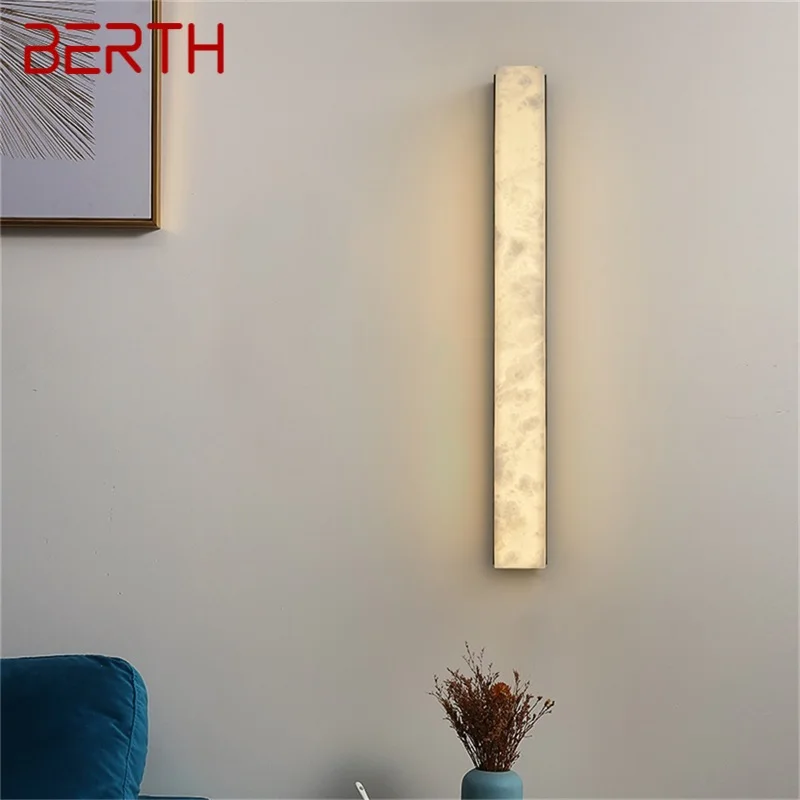 

BERTH Brass Modern Indoor Sconce Wall Lamp Bedroom Luxury Marble LED Light Balcony For Home Corridor