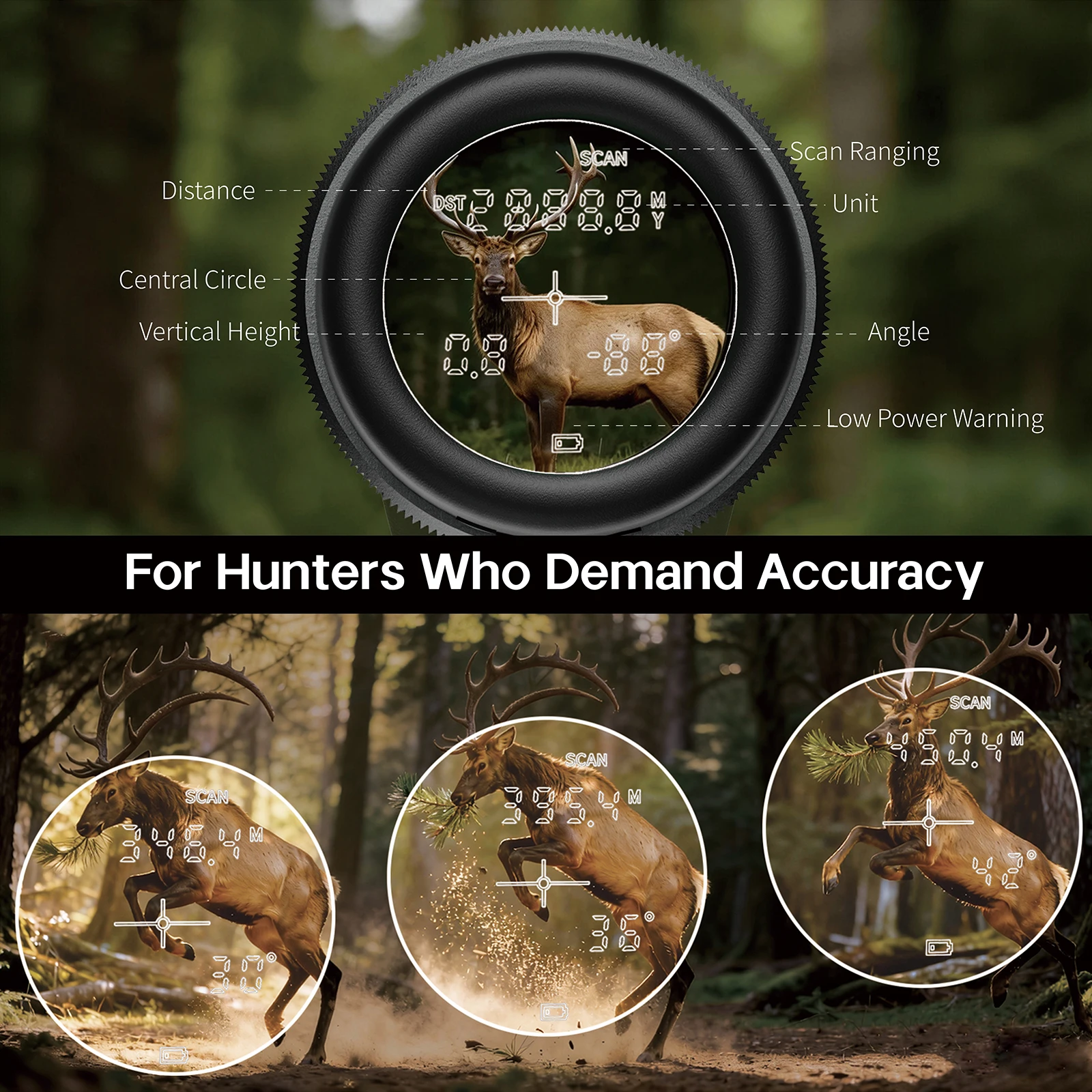 Gravoptics 1800M/2400M 사냥용 거리 측정기 레이저 10x42 HD IP65 방수 쌍안경(헌터/하이킹용)