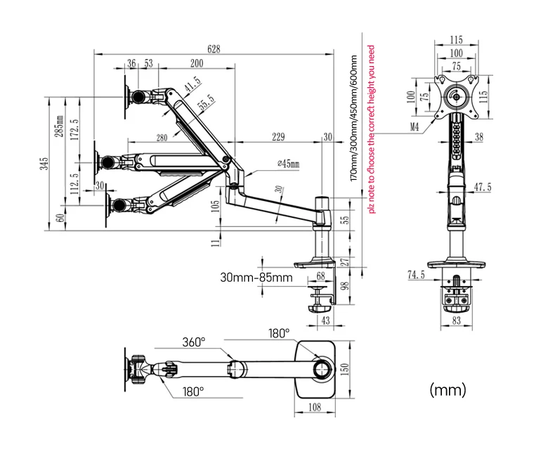 DL-8012D     Ŭ ׷ι ̽, ǻ LCD ̺ Ʈ, 17 ġ-38 ġ  ũž ĵ, 3-11kg, 100x100