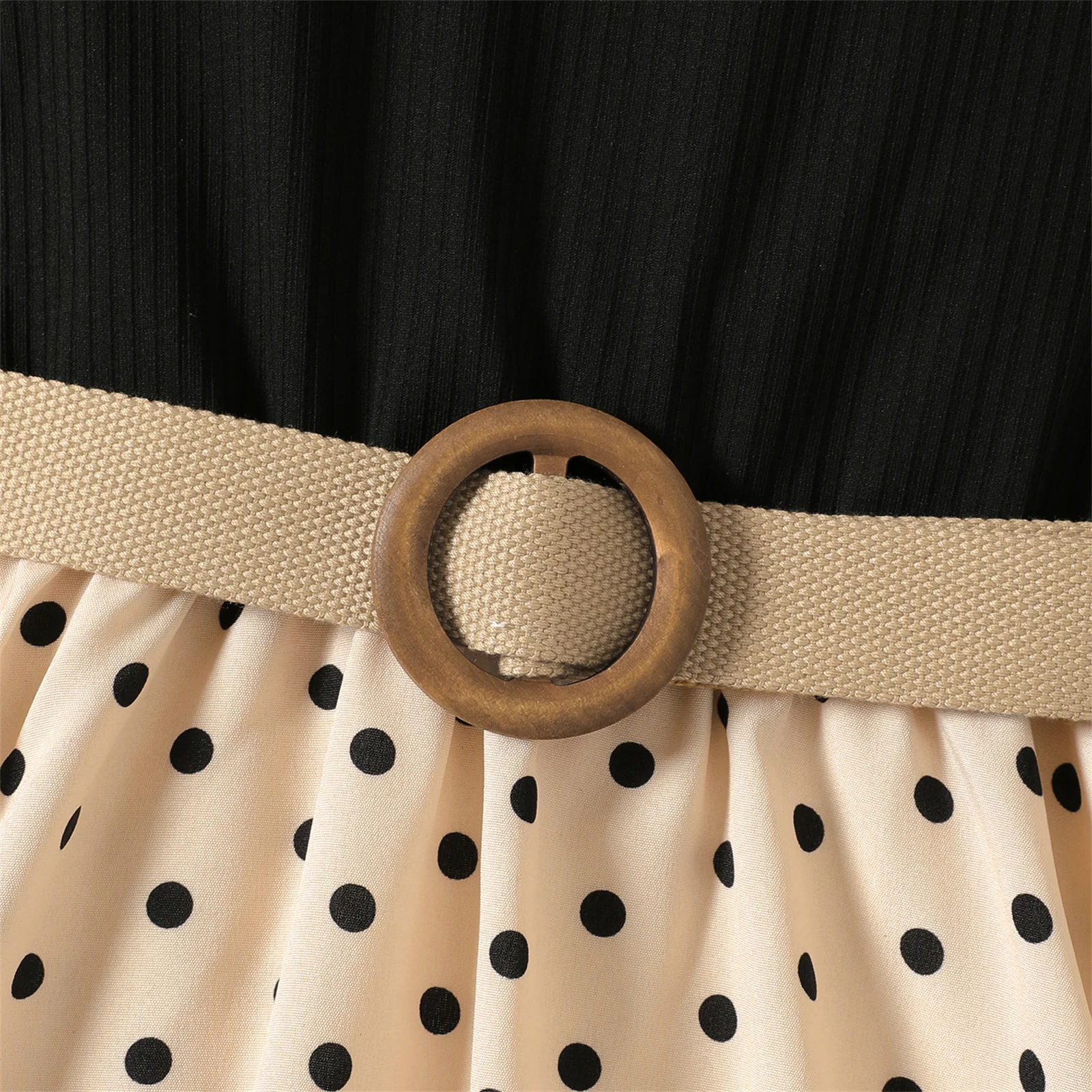 Girl Dresses Kids Clothes Girl Polka Dots Ribbed Girls Splice Sleeveless Dress & Belt 2pcs PatPat girls dress