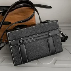 Fashion Box Crossbody Bags for Men 2023 New Trend Small Square Shoulder Bag Vintage PU Leather Messenger Bags Male Purse Handbas