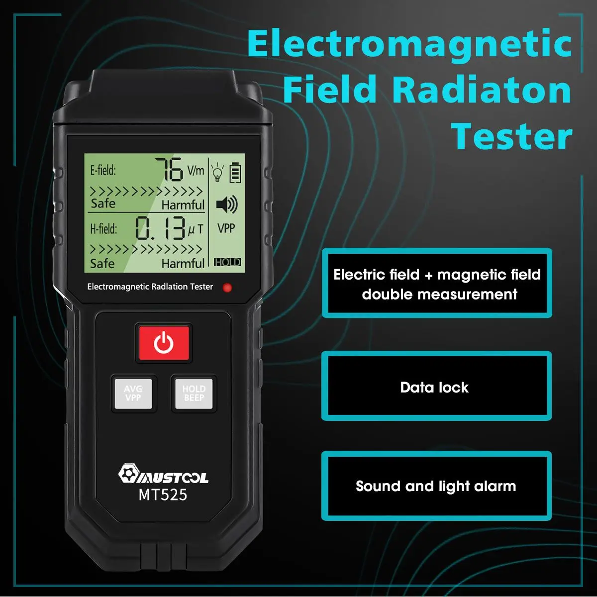 MUSTOOL MT525 Electromagnetic Radiation Tester Electric Field & Magnetic Field Emf Meter Portable Counter Emission Dosimeter