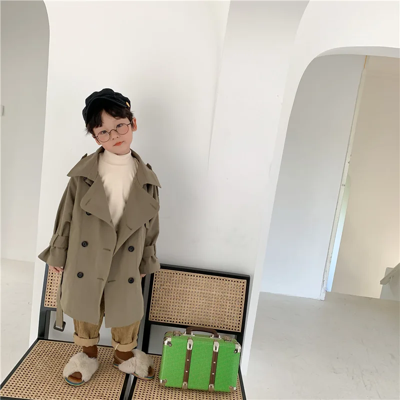 2-9y Kids Trench Coat Spring Autumn Boys Girls Jacket Overcoat Long Sleeve Turn-Down Collar Children Windbreaker Top Clothes kids jacket girls trench coats