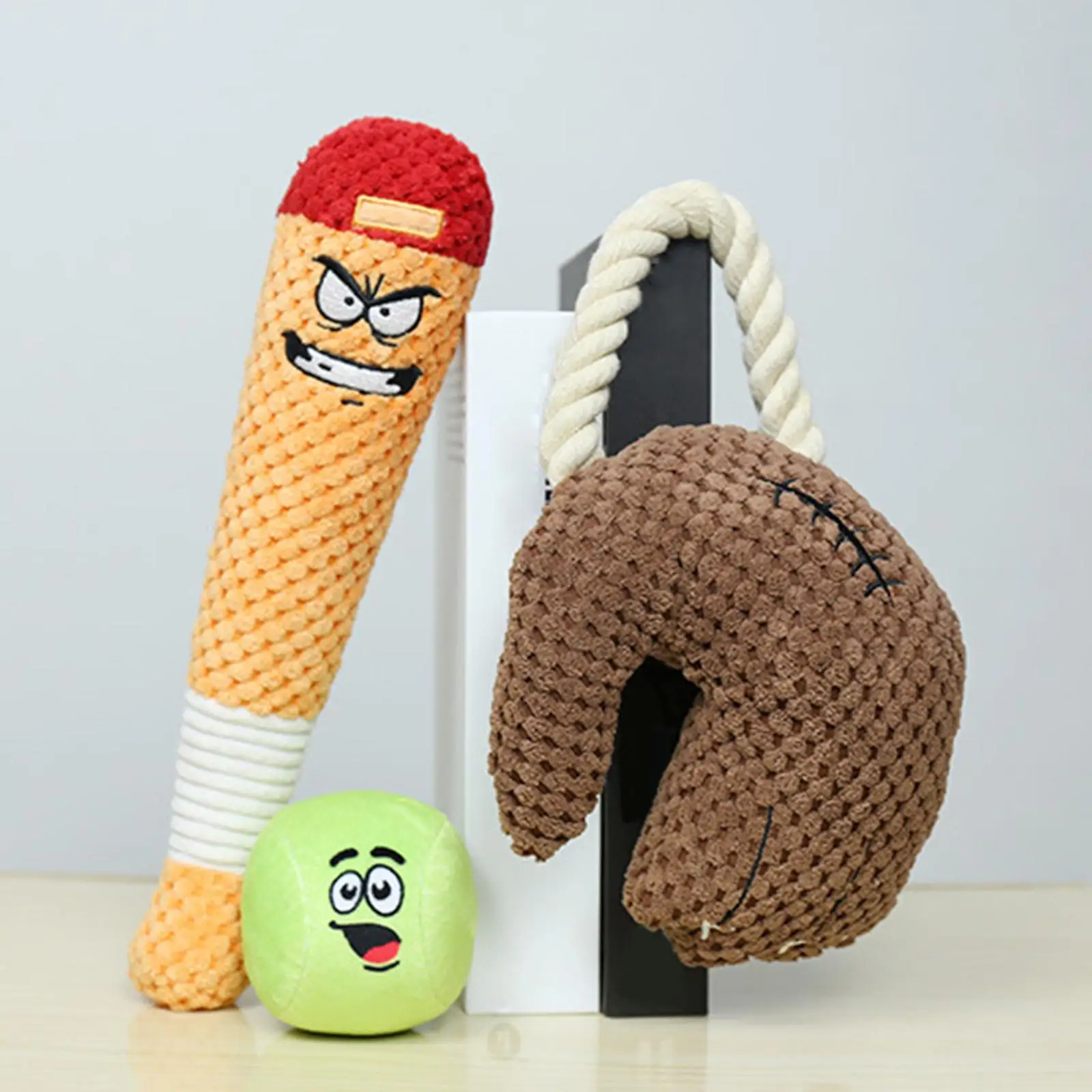 

3 шт., игрушки для собак, бейсбольные плюшевые пищалки, жевательные игрушки для подарка, набор игрушек для собак, прочные и интерактивные игрушки