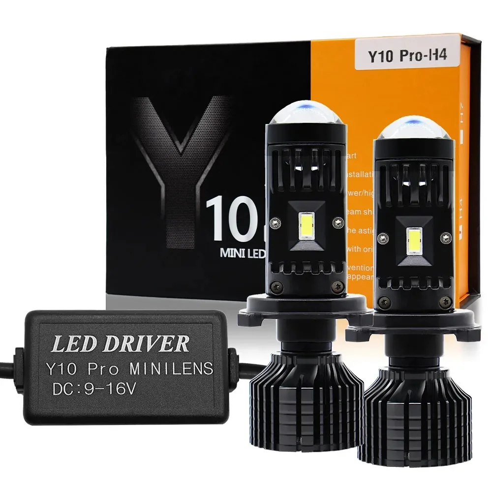 2개입 H4 H7 LED 프로젝터 터보 팬 자동차 헤드라이트 미니 렌즈 Y10 전구 캔버스 LED 오토바이 헤드램프 상향등 하향등 안개등