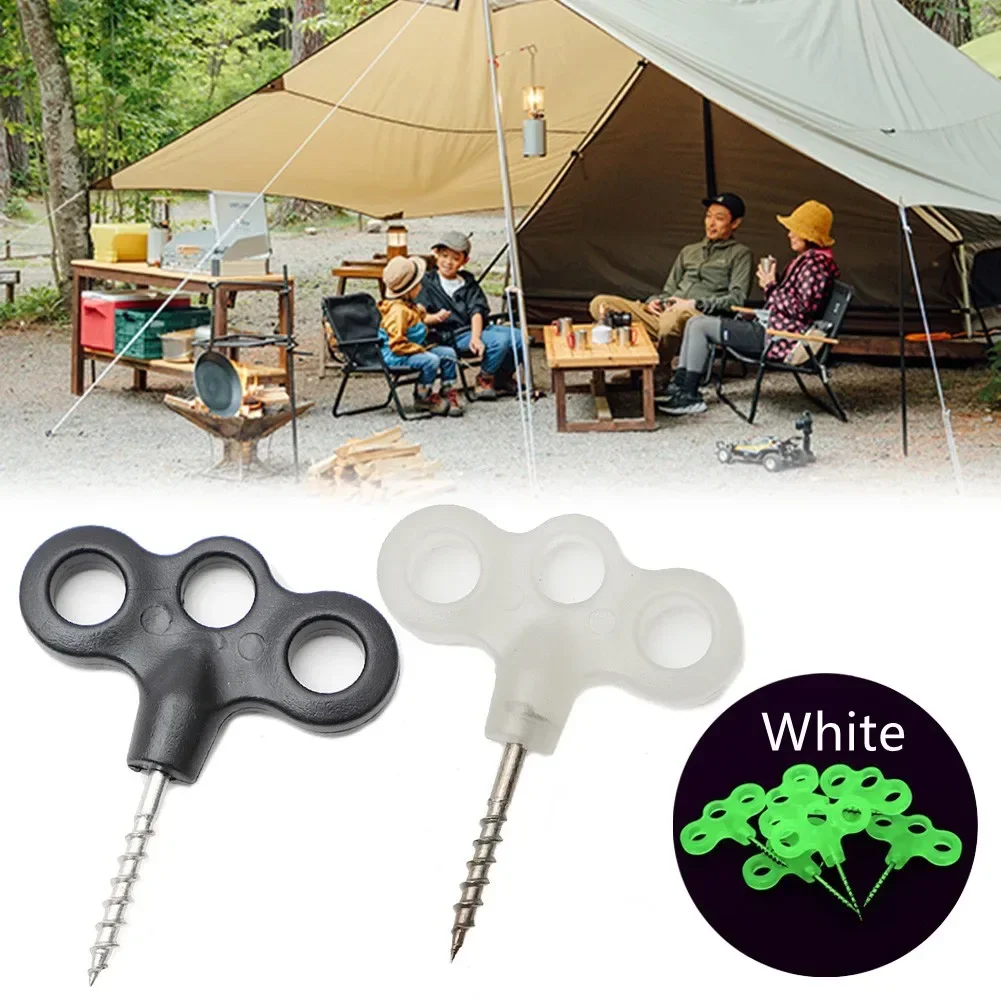 Camping Luminous Tent Screw Peg Nail Spike Hook Ground Anchors Screw Rope Tree Decking Travel Peg