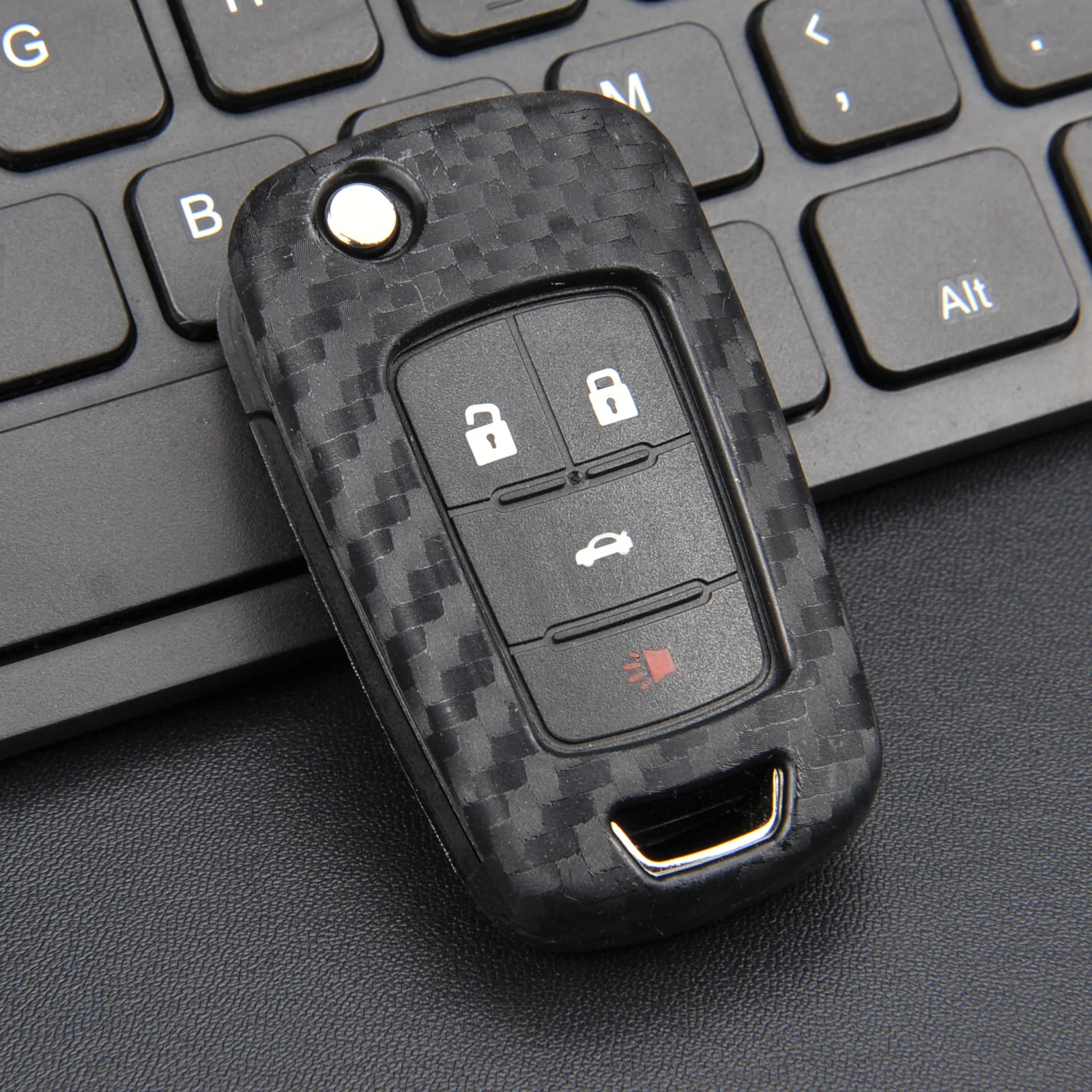 Silicone Carbon Fiber Car Flip Key Case Cover For Chevrolet Cruze