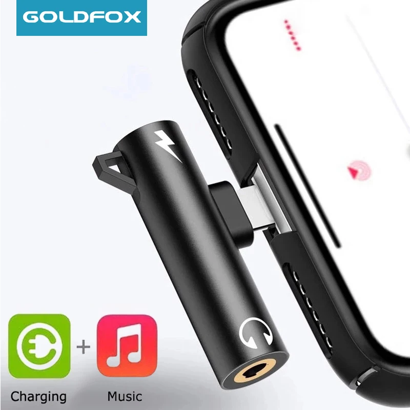 2 In1 Adapter Splitter For iPhone X For Lighting to 3.5mm Audio Headphone Charging Jack Earphone AUX Cable Connector