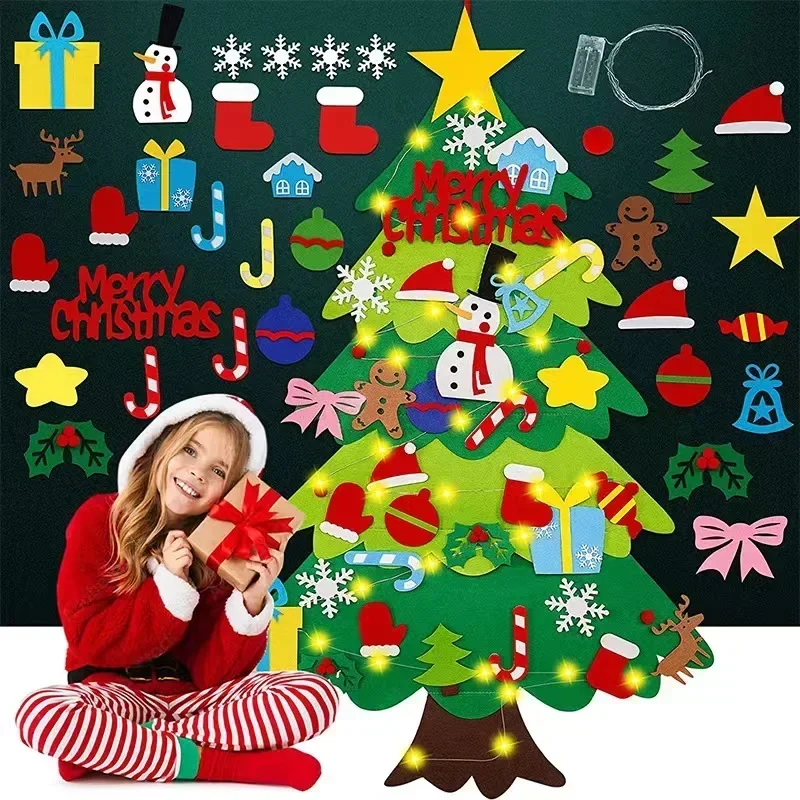 DIY Felt Christmas Tree Christmas Decoration for Home Navidad New Year Ornaments Santa Claus Xmas Kids Gifts