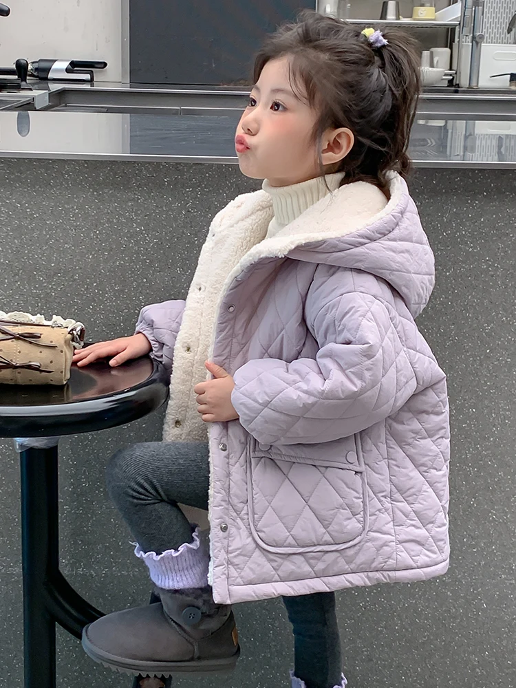 여자를위한 두꺼운 양털 후드 코튼 자켓  따뜻한 겨울 옷 패딩 코트 어린이 가을 겨울 옷