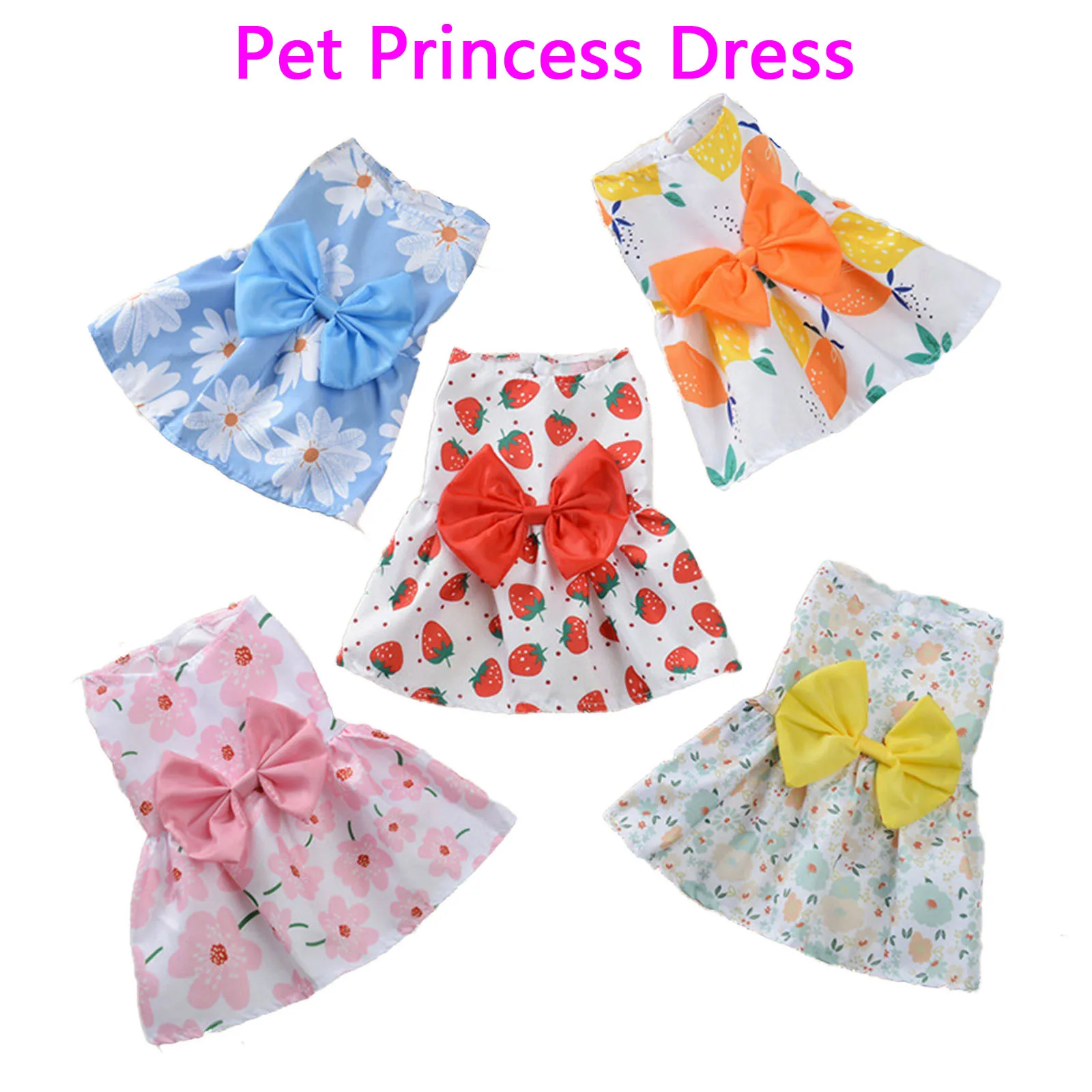 

Floral Dog Dress Bow Princess Dress Dog Skirt Spring Summer Section Wedding Dresses Cute Sweet Thin Small Fresh Snap Style