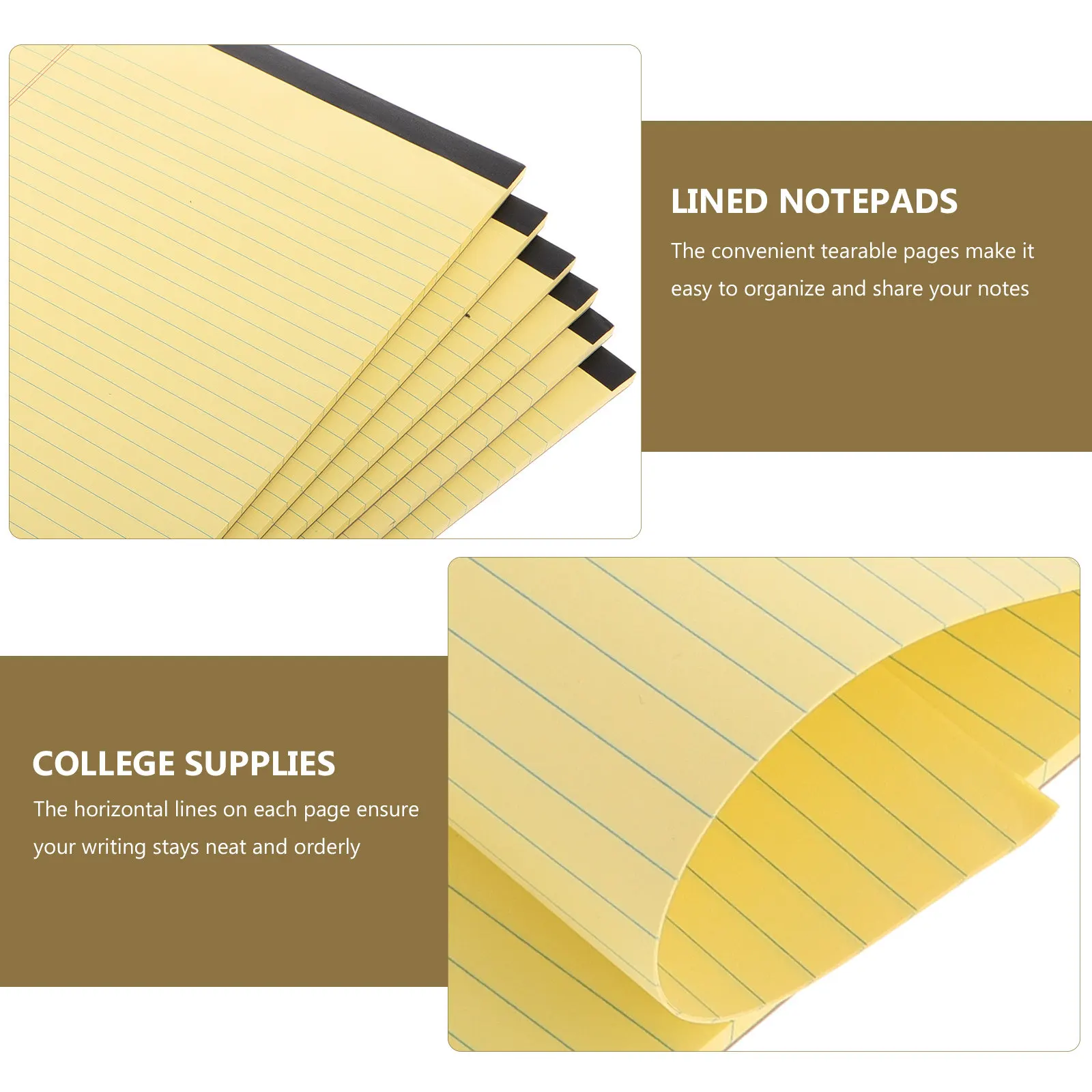 6 Pezzi Blocco Note A4 Giallo Strappabile con Pagine a Righe e Layout Sezionato per Scrittura Ordinata, Ideale per Lavoro, Scuola, Università, Insegnanti e Affari - immagine 3