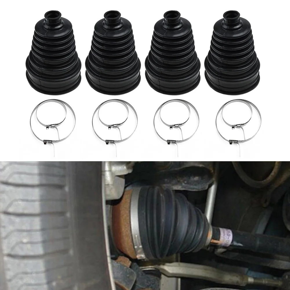4pcs Rubber Drive Shaft CV Joint Boot Kit Constant Velocity Dust Cover