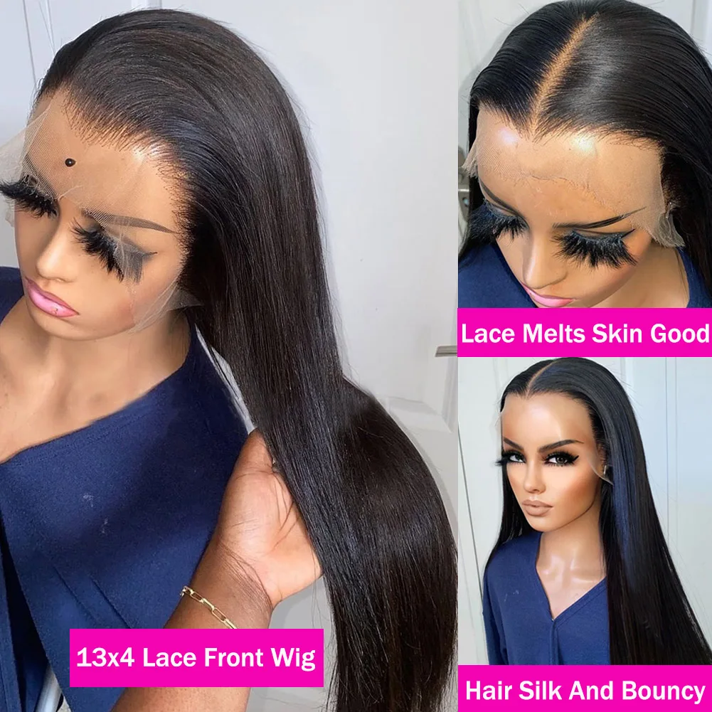 13x4 Bone Straight Lace Frontal Human Hair Wigs Brazilian Straight 30 32 inch 4x4 Transparent Lace Front Closure Wig For Women