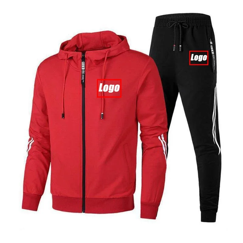 Custom your Logo Men Spring Autumn Casual Tracksuit Sets Sport Jogging Hoodies and Pants New Fashion for Male Hiking Sportswear spring autumn plush sweatshirt men s two piece sets new slim trend velvet fashion suit male hoodies tracksuits ropa para hombre