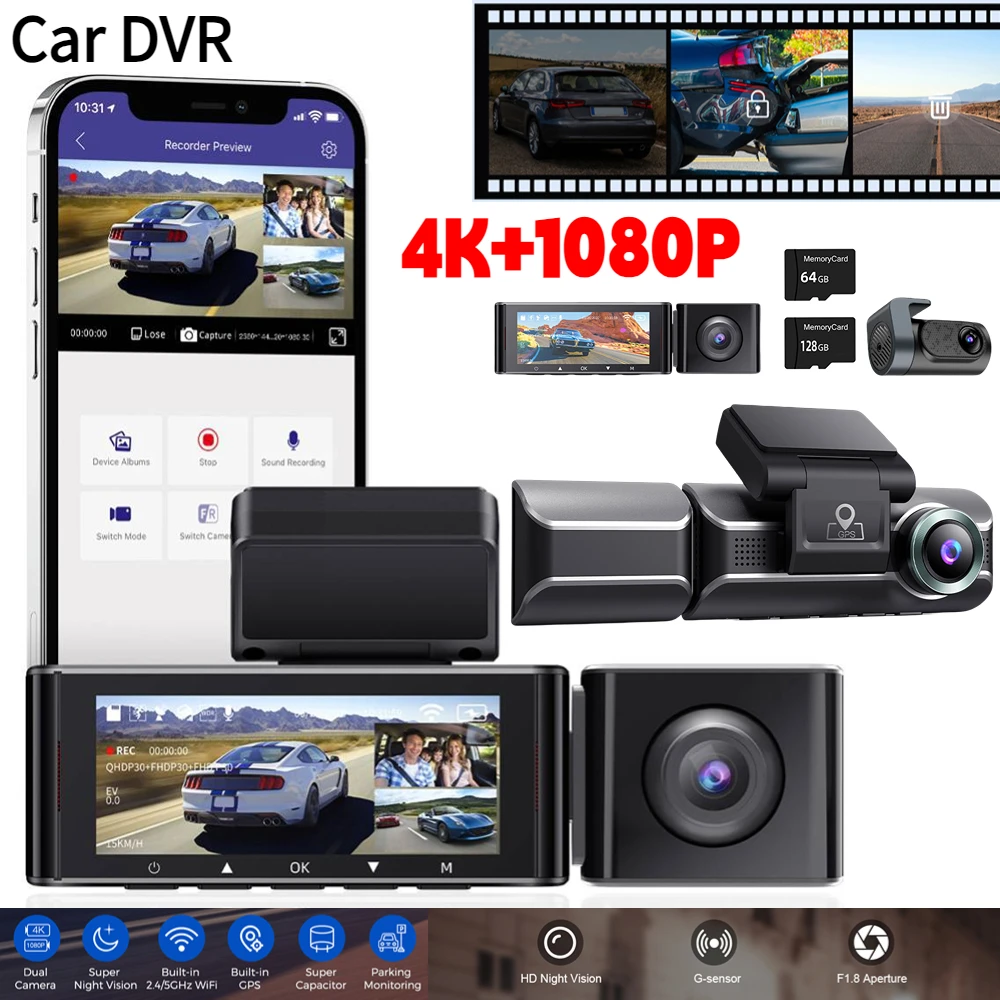 3 Inch WIFI GPS Motorcycle DVR 2K/4K FHD Dual Lens Dash Cam Moto Camera  Waterproof Night Vision Video Recorder Dashcam Sports DV - AliExpress