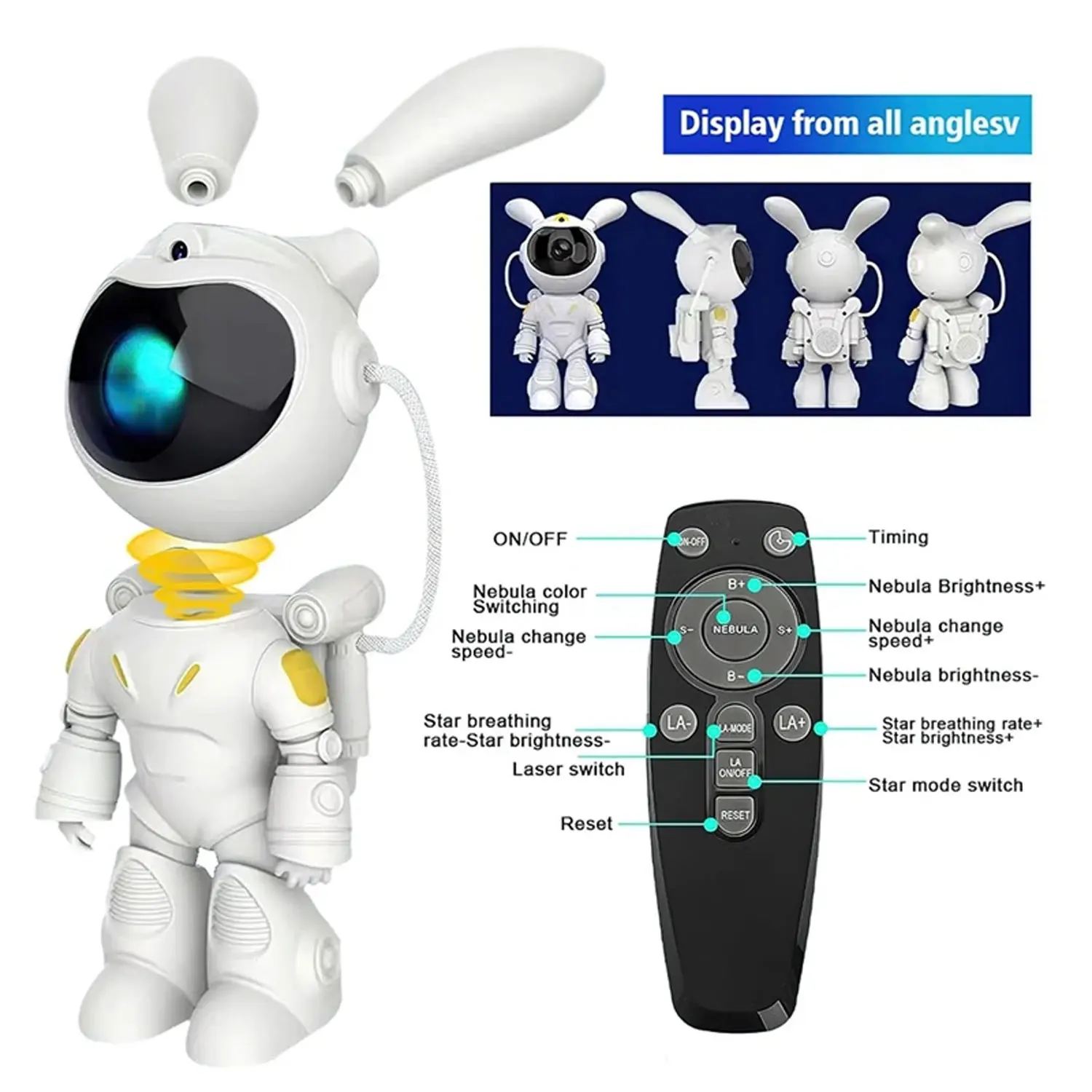 Space Rabbit Astronaut Projection Lights Full Of Stars Decorated Nightlights Children's Holiday Gifts