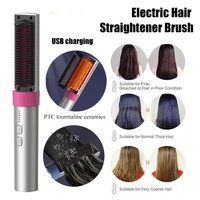 2024 Wireless Hair Straightener Hot Comb Anti-scald Professional Electric Brush Smoot Hairstyle Iron Negative Ion Hair Care Comb 1