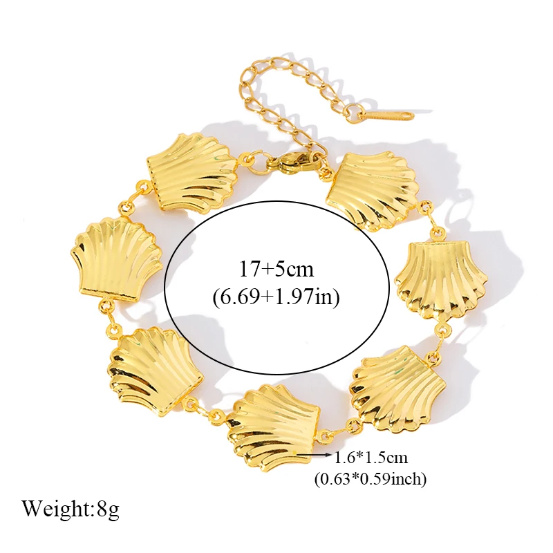 GANPUP 316L Edelstahl Gold Farbe Seestern Muscheln Charms Armband Armreif für Frauen Luxus Ozean Stil Wasserdicht Schmuck – Detail 11