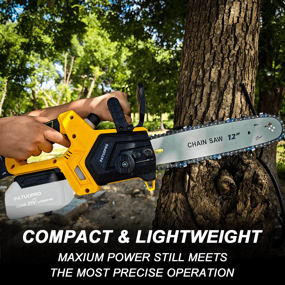 Electric Chainsaw 12Inch Brushless 3800RPM Portable Rechargeable Cordless Graden Pruning Tools for Makita 18V Battery