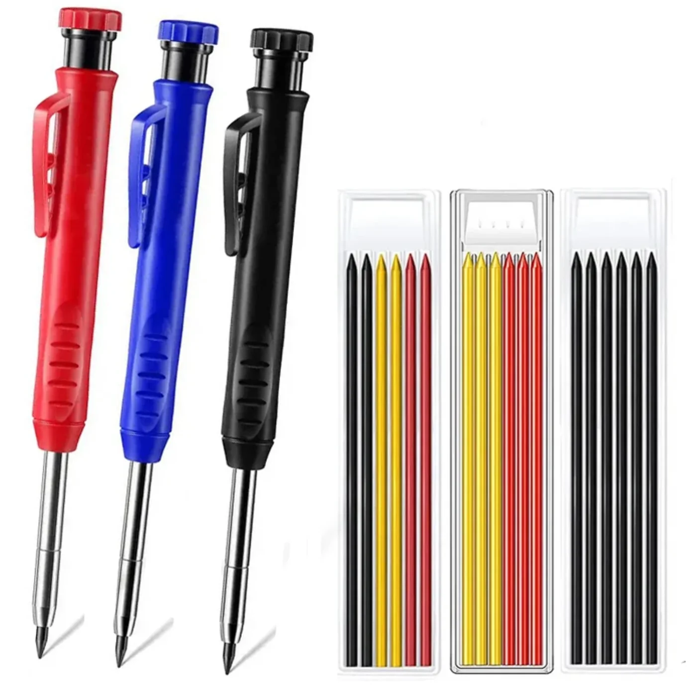 Enhanced Carpenter Pencil with Built-in Sharpener for Precise Deep Hole Marking