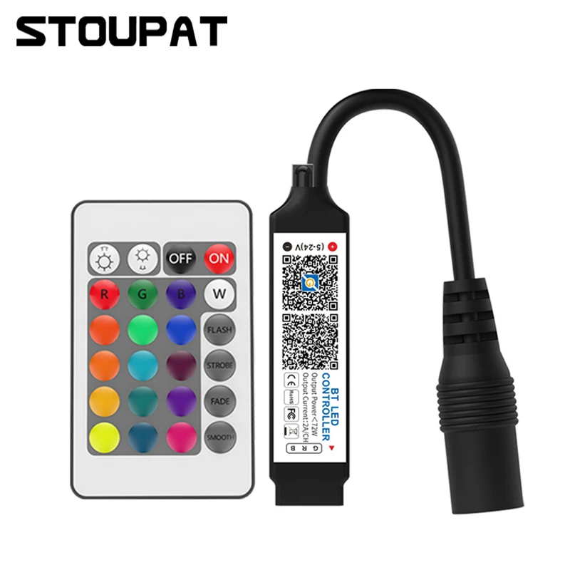 Contrôleur De Musique IR RGB 6A 12-24V DC USB 5V, Variateur LED Et Télécommande Inarouge à 20 Touches Pour Bande Lumineuse LED Couleur 5050 2835