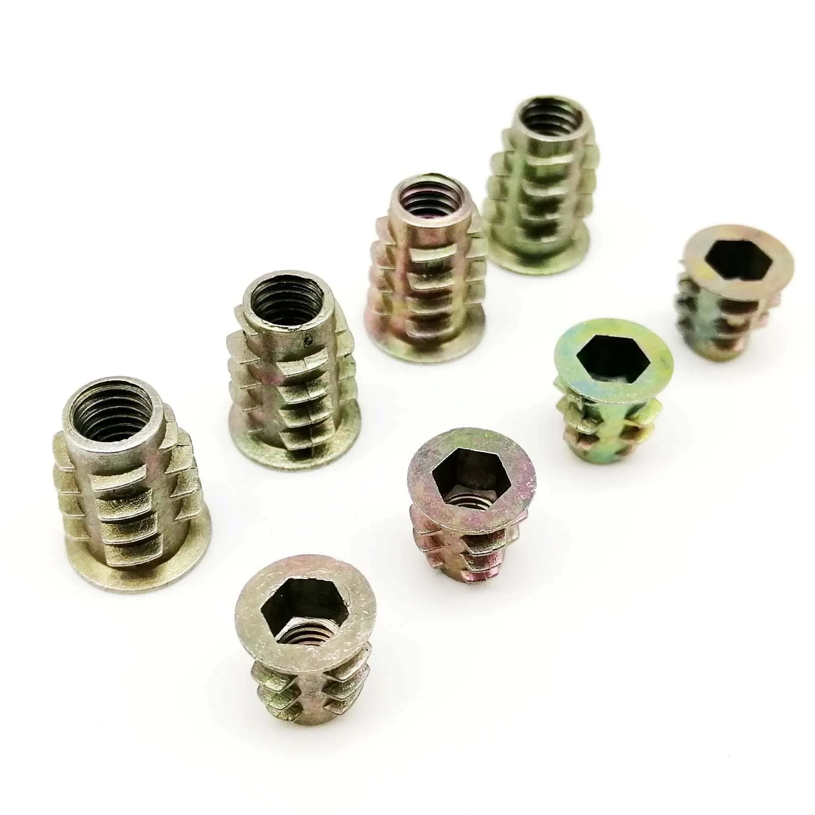 10pcs M4 M5 M6 M8 M10 Thread Allen Hexagon Hex Socket Head Wood Furniture Cabinet Bed Embedded Insert Nut E-Nut Length = 8-25mm insert nut