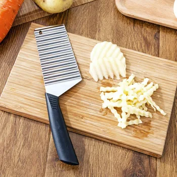 Stainless Steel Potato Chip Slicer Dough Vegetable Fruit Crinkle Wavy Slicer Knife Potato Cutter Chopper French Fry Maker Tool 3